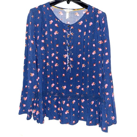 Matilda Jane size XL Floral Polka Dot Ruffle Trim Long Sleeve Peplum Blouse - Picture 2 of 11